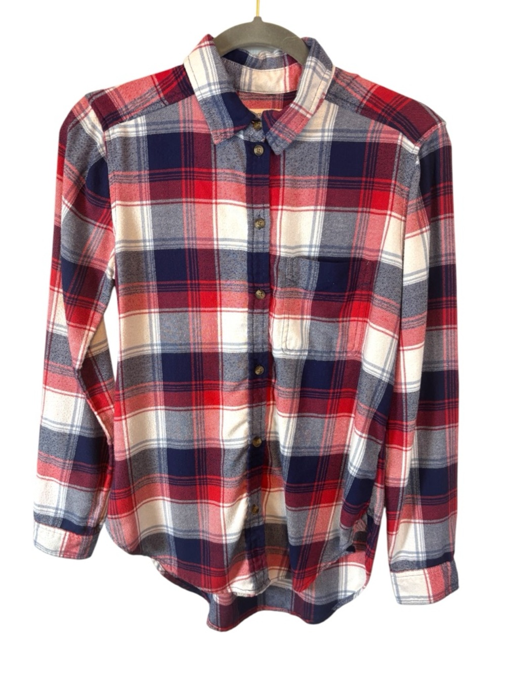American Eagle Outfitters Red Navy Plaid Flannel Shirt Size XS